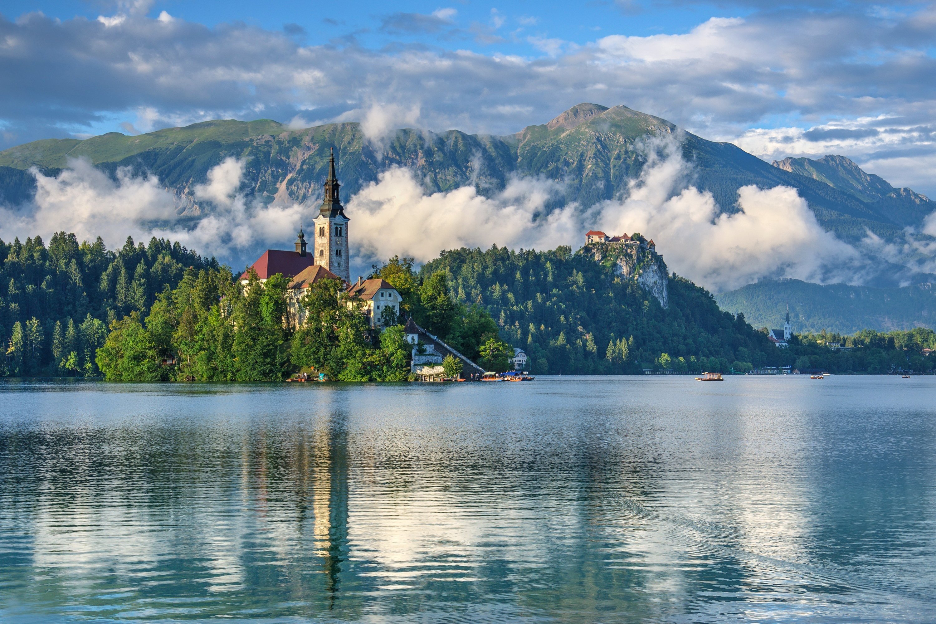 lake bled mountain lakes wallpaper hd desktop
