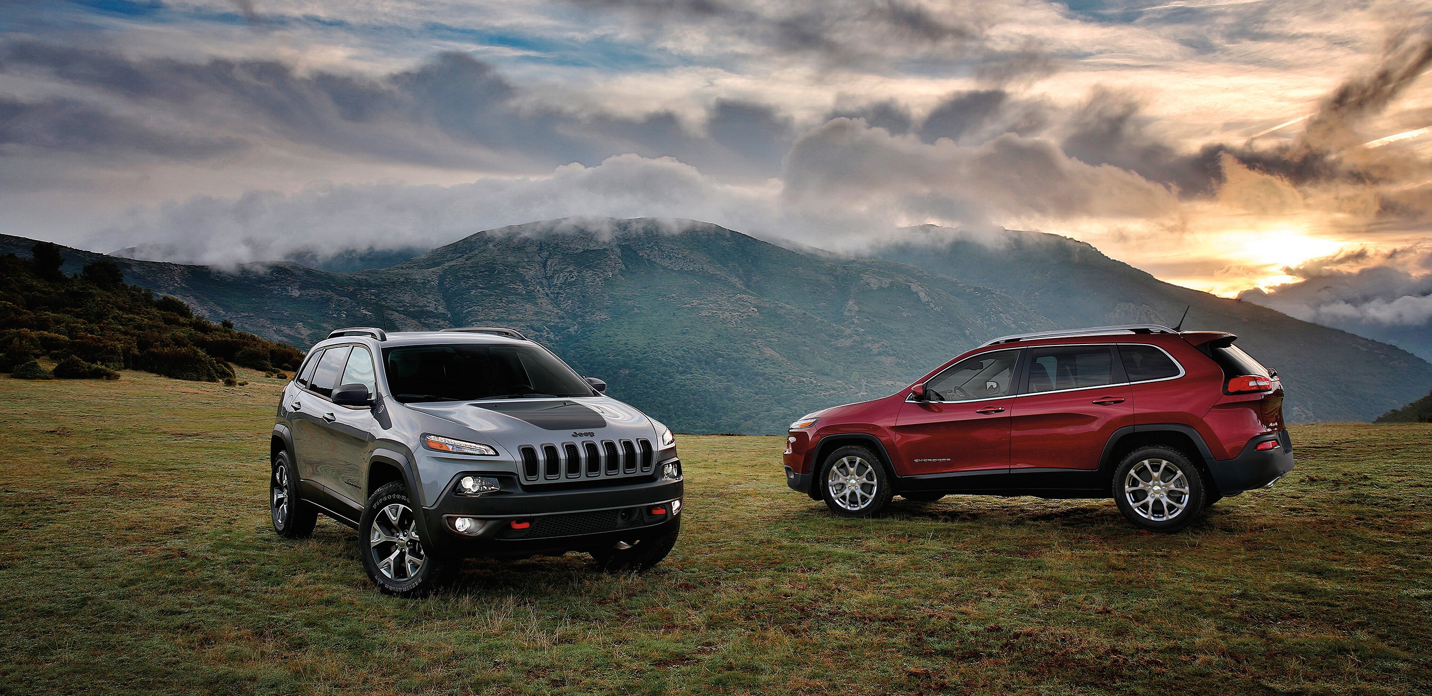 jeep cherokee sunset wallpaper dual screen desktop