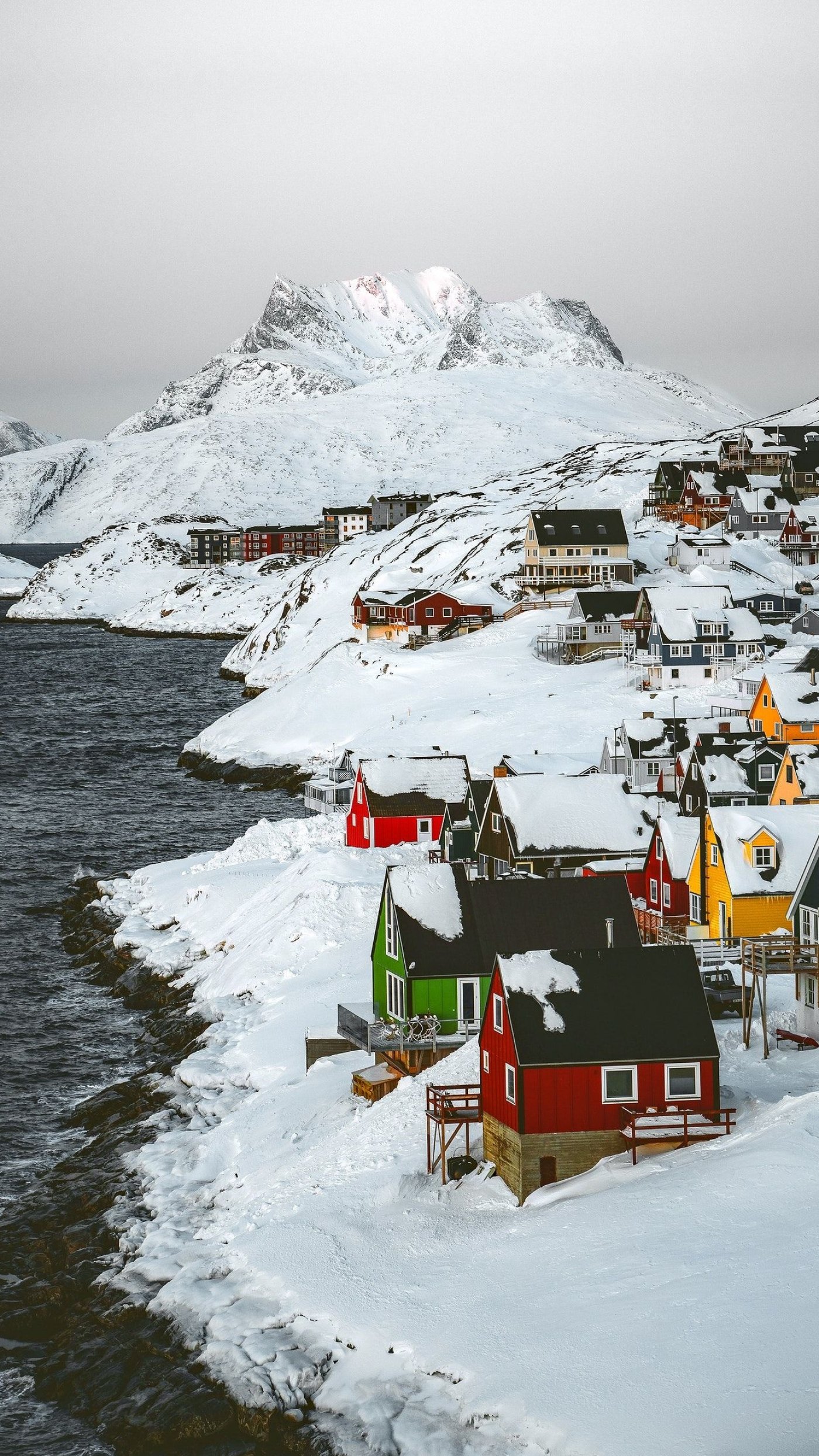 nuuk village on the snowy coast greenland hd phone