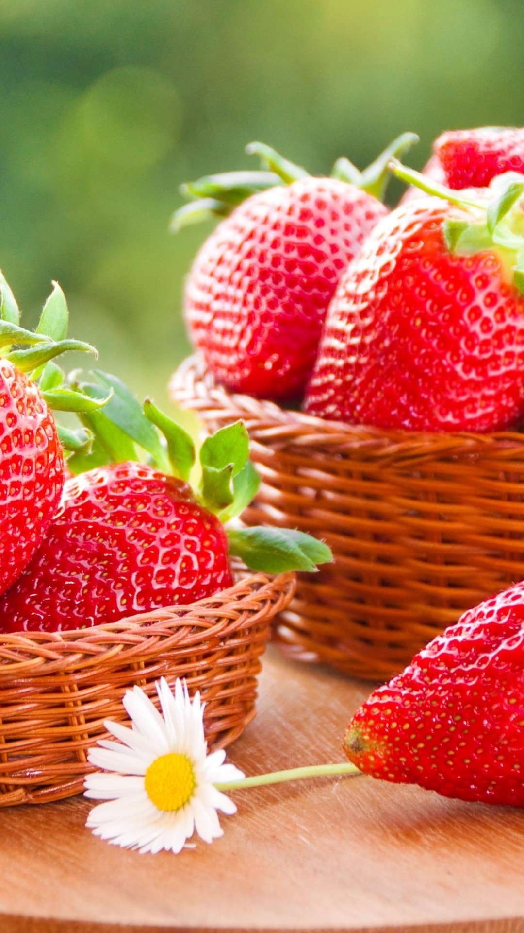 vivid red strawberry close-up food photography appetizing full hd phone