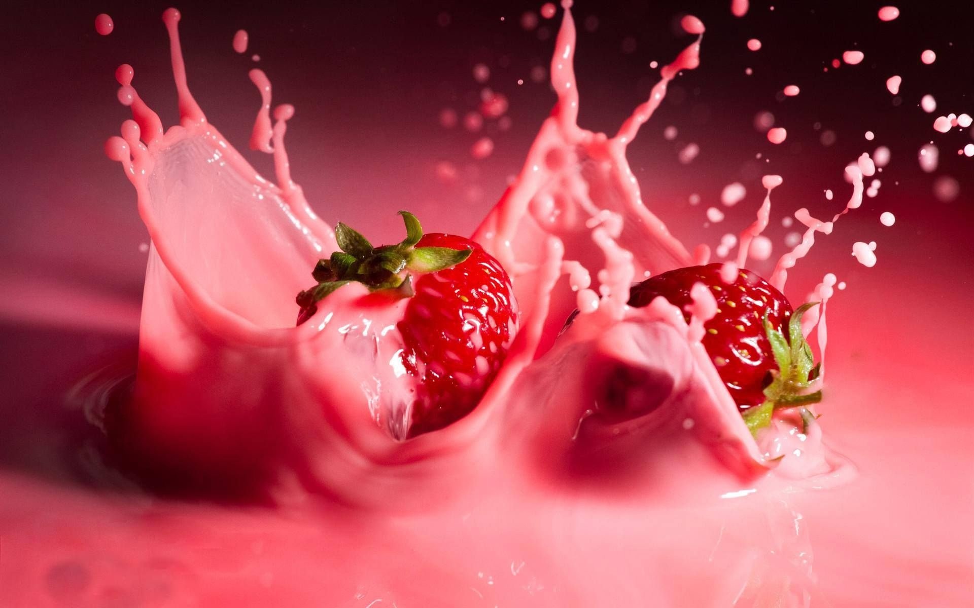 yogurt and strawberries creamy goodness appetizing food wallpaper hd desktop