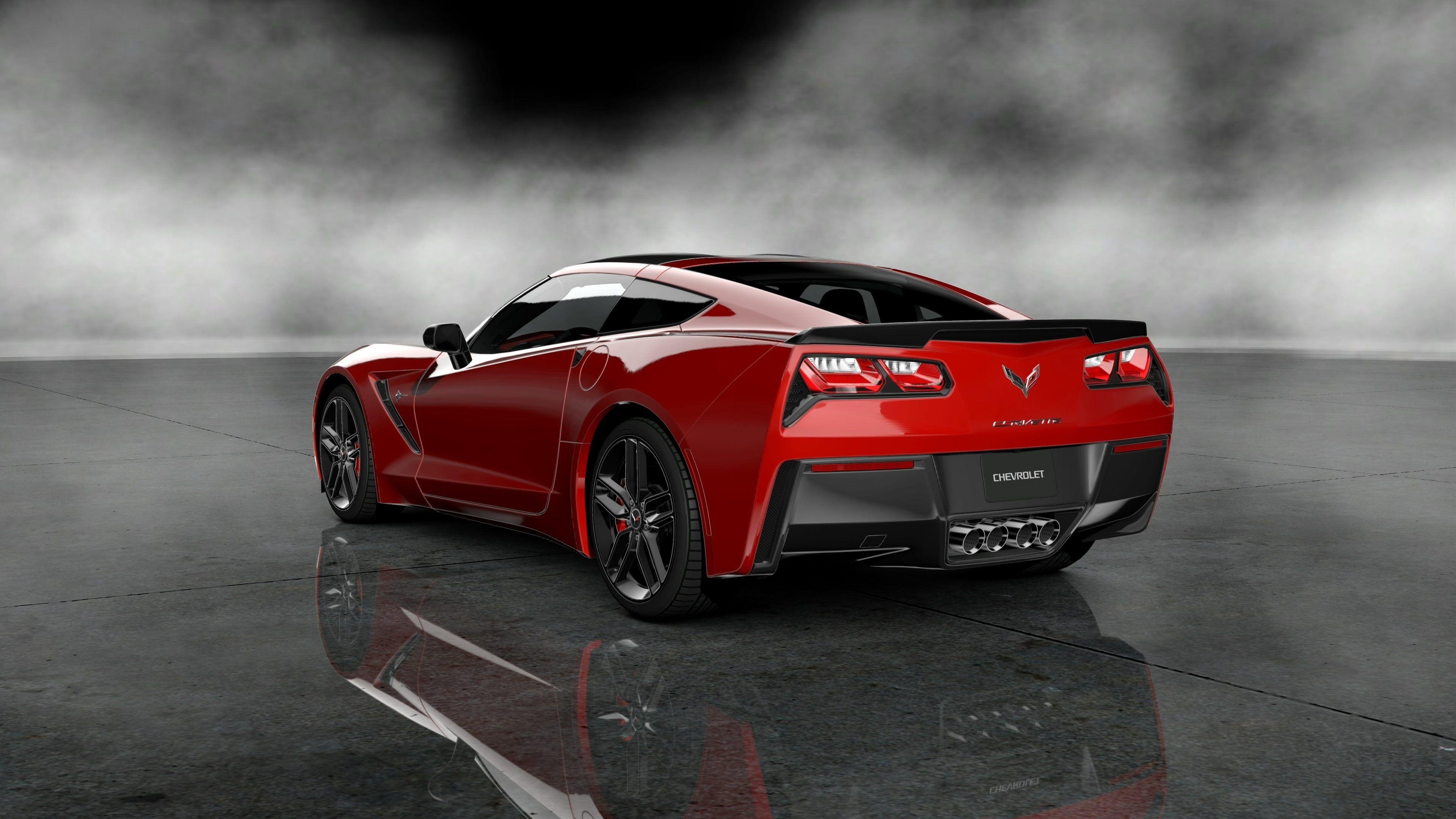 c7 stingray 2014 rear view corvette wallpaper 4k desktop