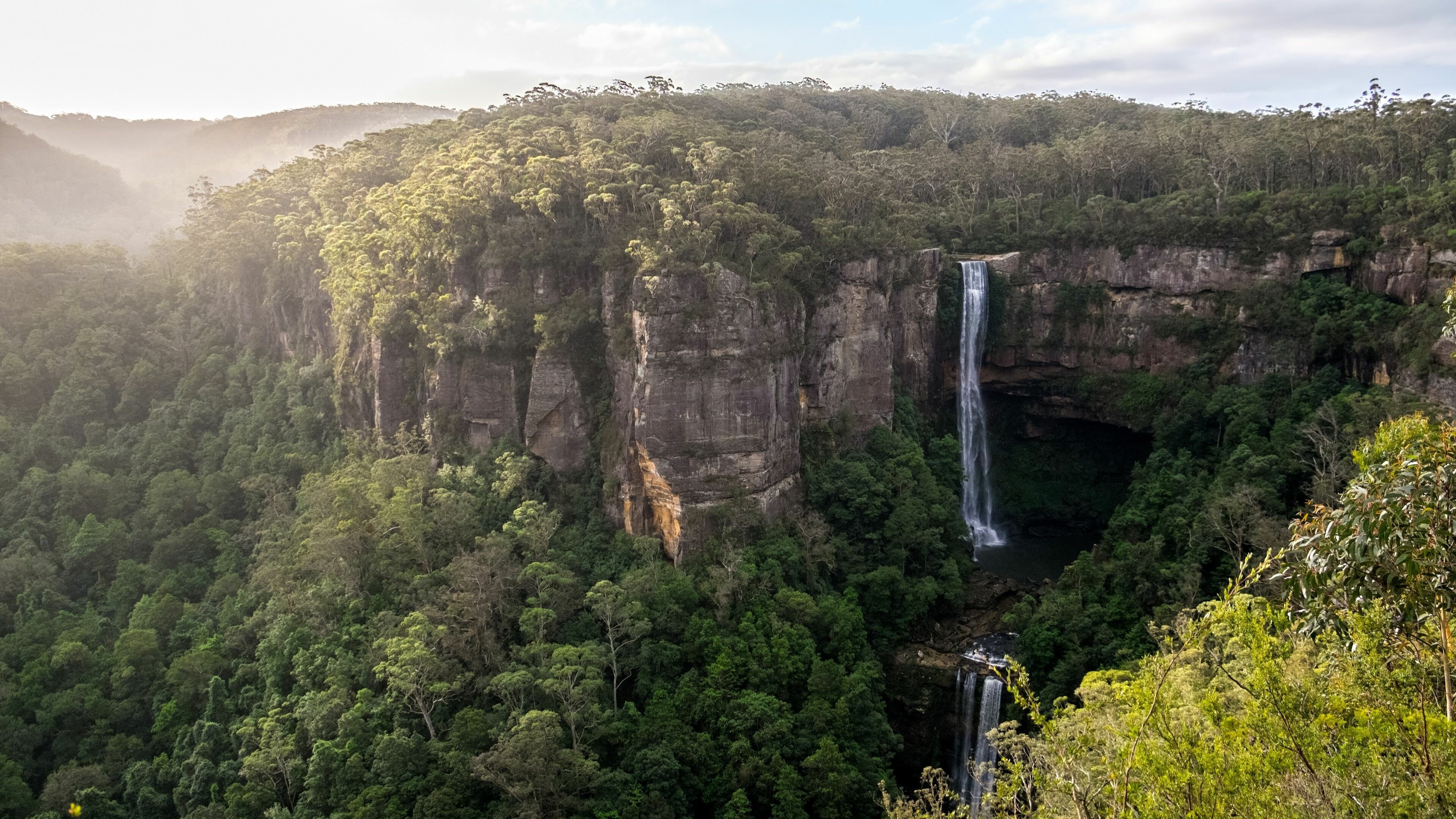 belmore falls rainforests wallpaper 4k desktop