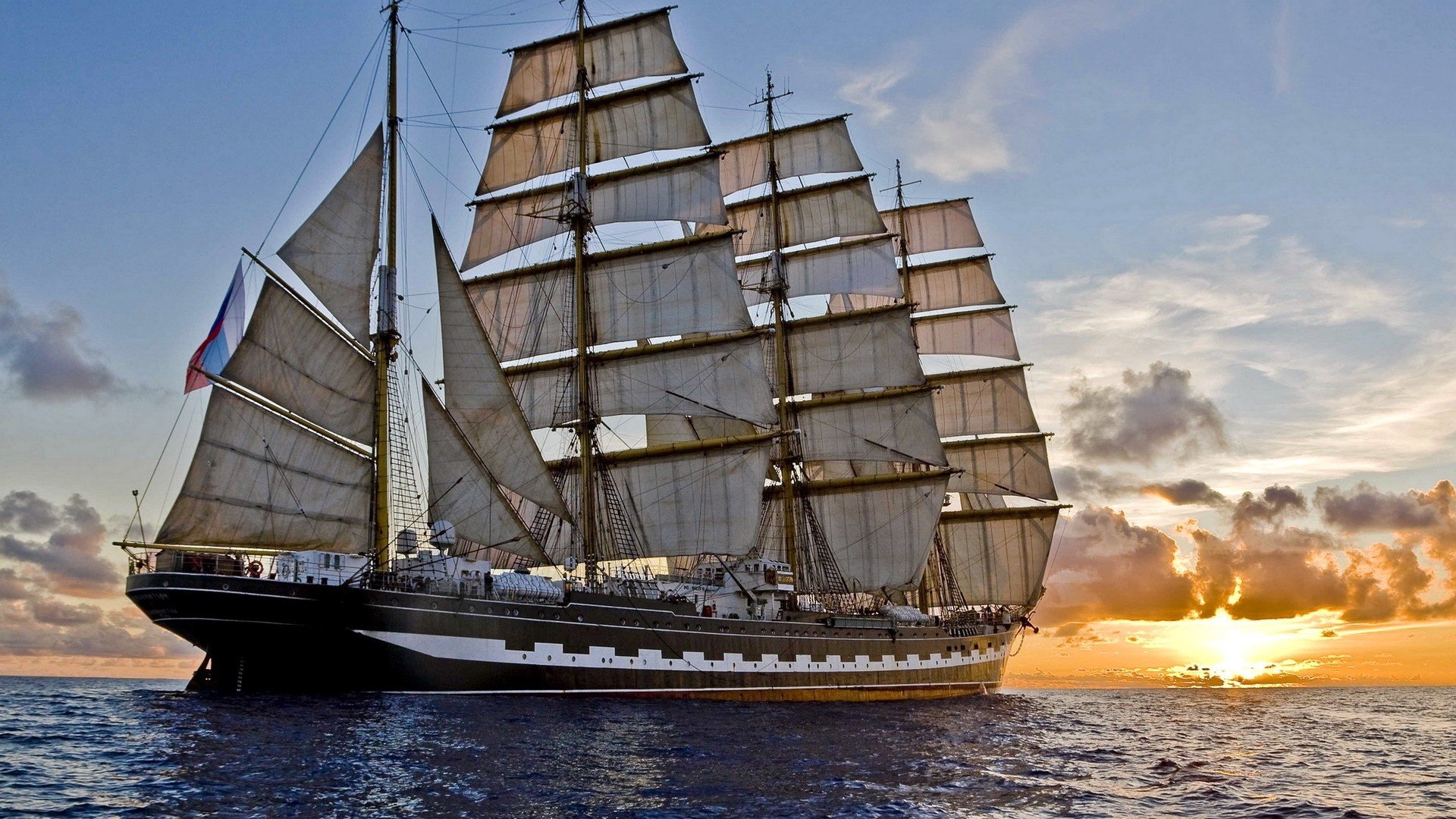sailing ship at dawn maritime beauty nautical sunrise mornings at sea full hd desktop