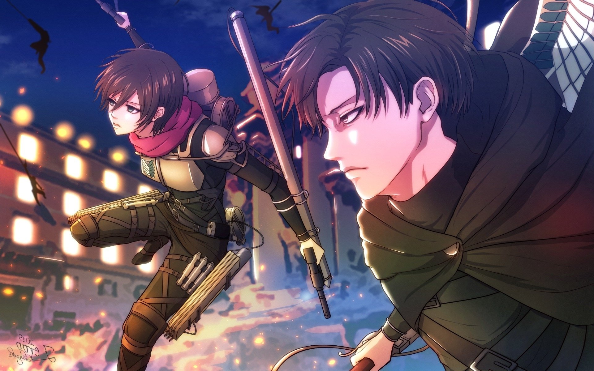 mikasa ackerman levi ackerman wallpaper hd desktop