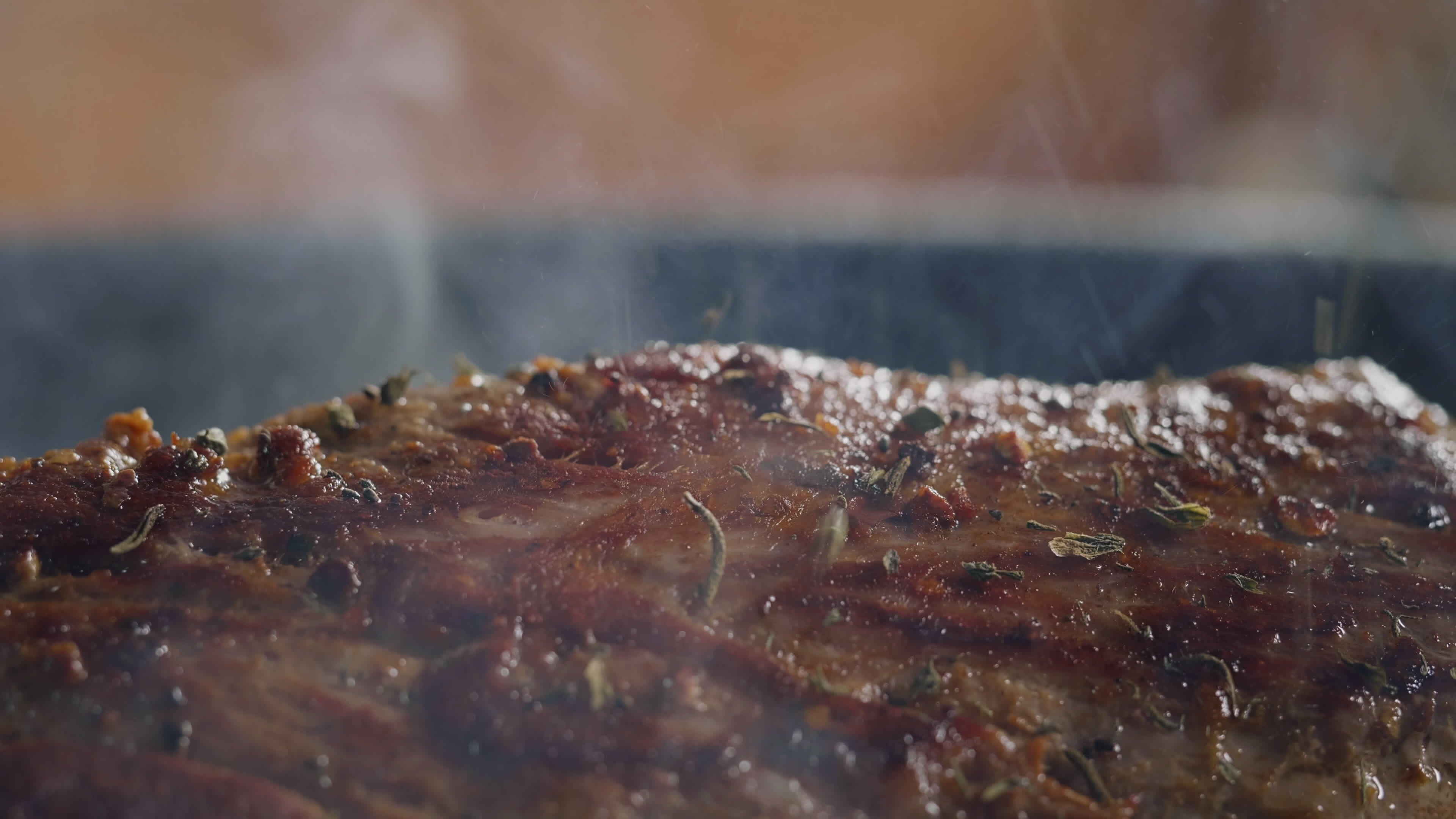 falling herbs seasoning ritual flavorful pork culinary delight 4k desktop