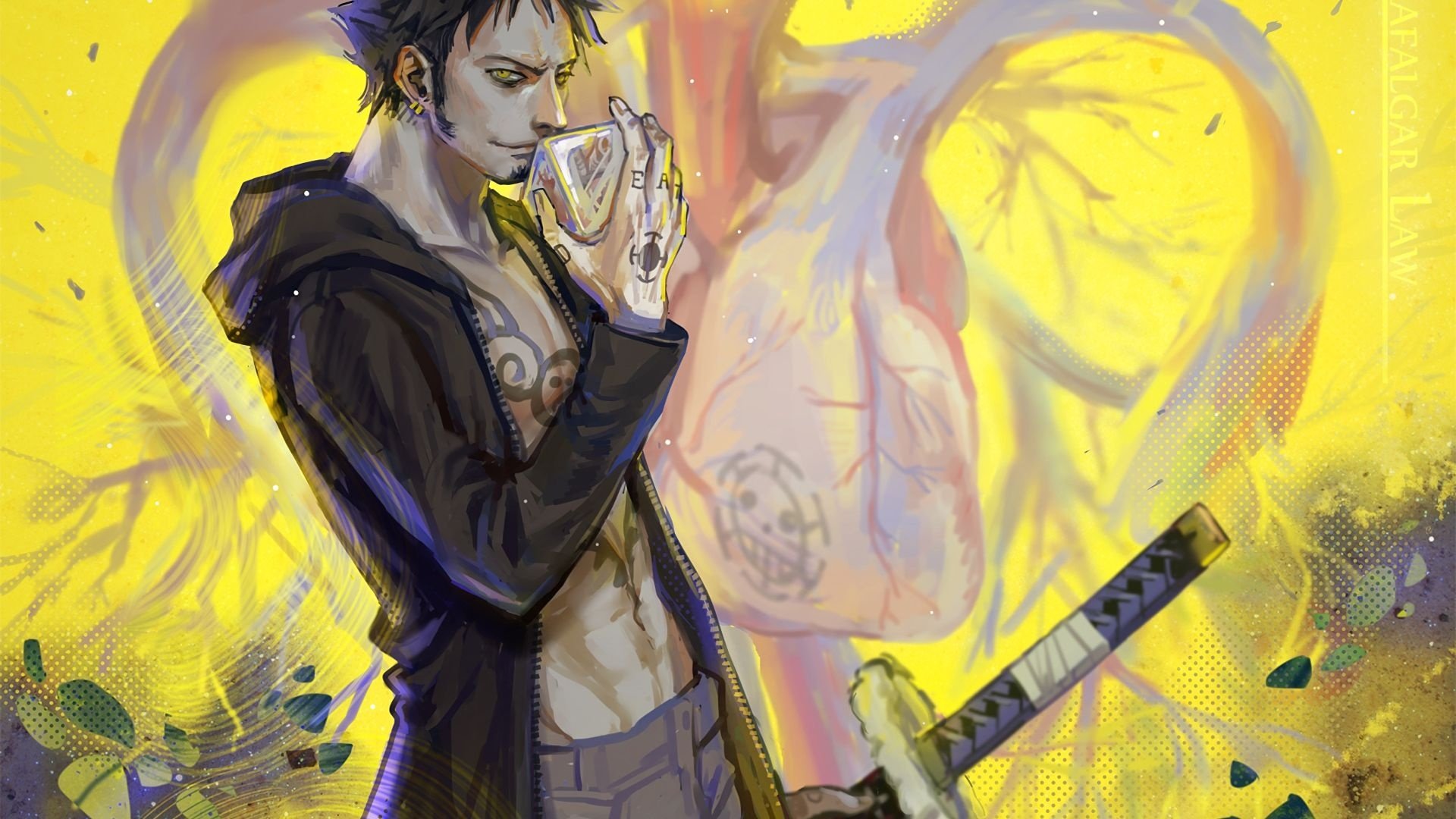 trafalgar d. water law one piece katana background full hd desktop