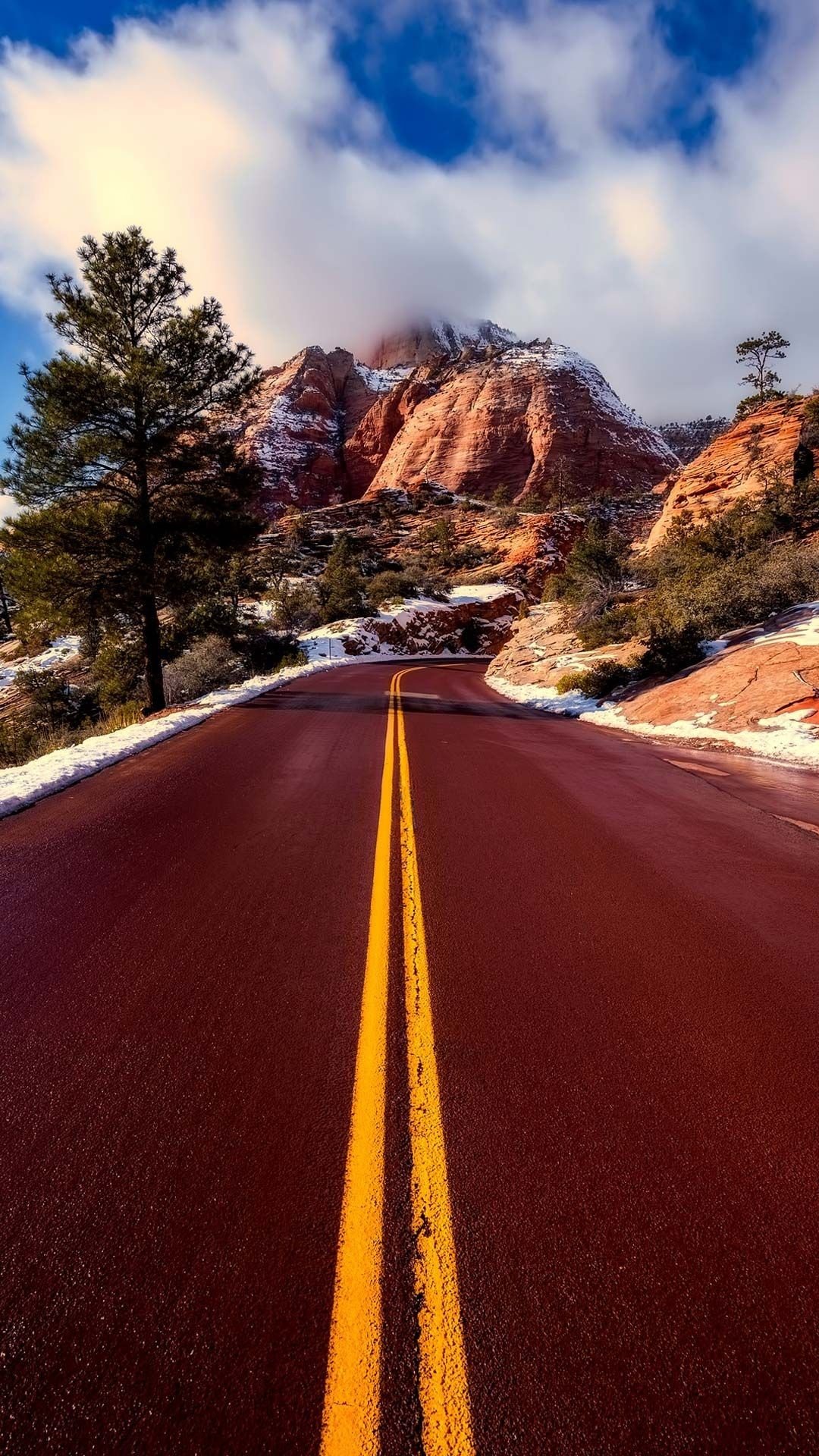 zion national park highway wallpaper full hd phone