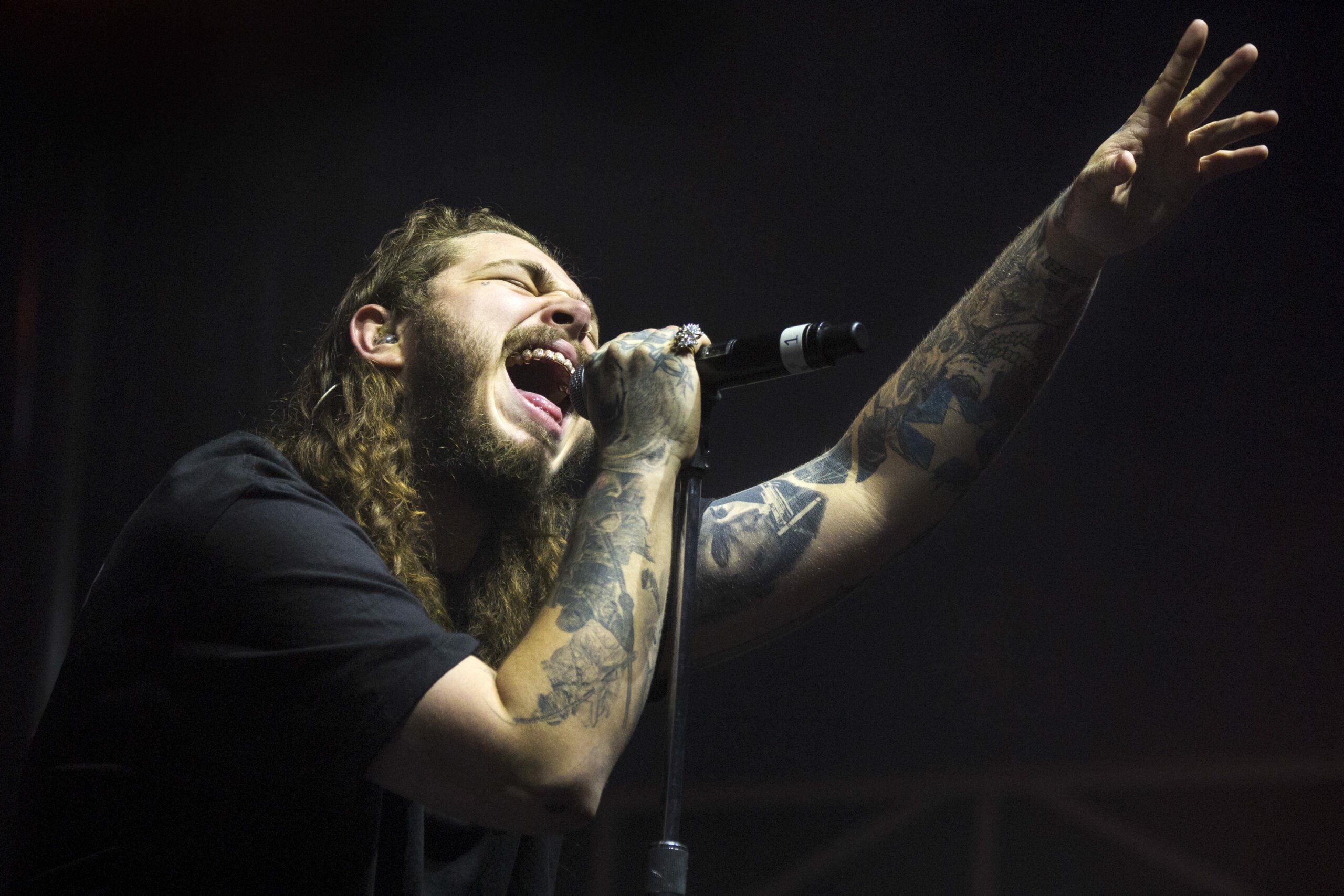 post malone electrifying live performance high-resolution wallpaper captivating hd desktop
